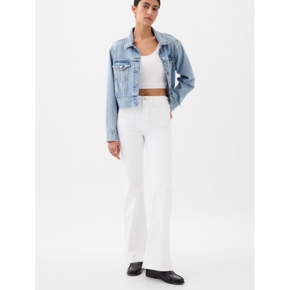 New Gap Jeans Size 10 70s Flare High Rise Stretch 4-pocket White Denim Retro NWT